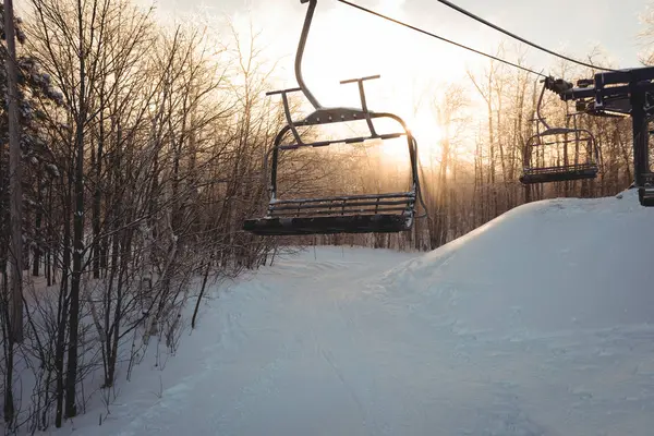 Lege Skilift Het Skigebied Winter — Stockfoto