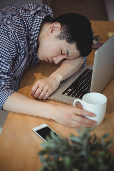 Business Executive Sleeping His Desk Office — Stock Photo, Image