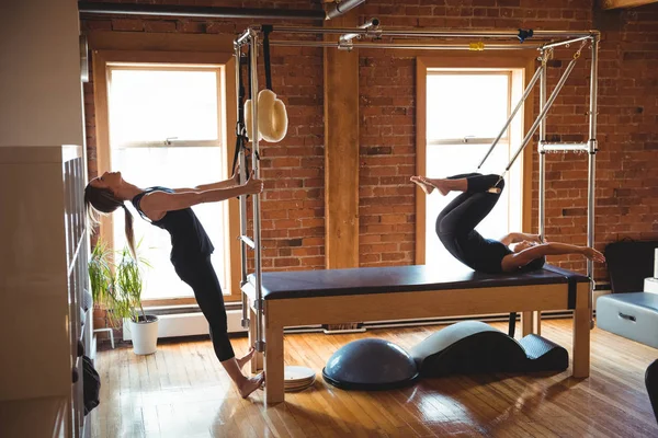 Determined Women Practicing Pilates Fitness Studio — Stock Photo, Image