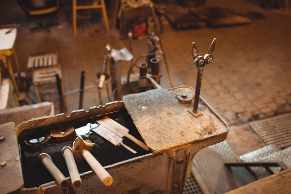 Primer Plano Del Bloque Soplado Vidrio Fábrica Soplado Vidrio — Foto de Stock