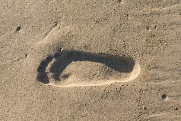 Voetafdruk Het Zand Het Strand — Stockfoto