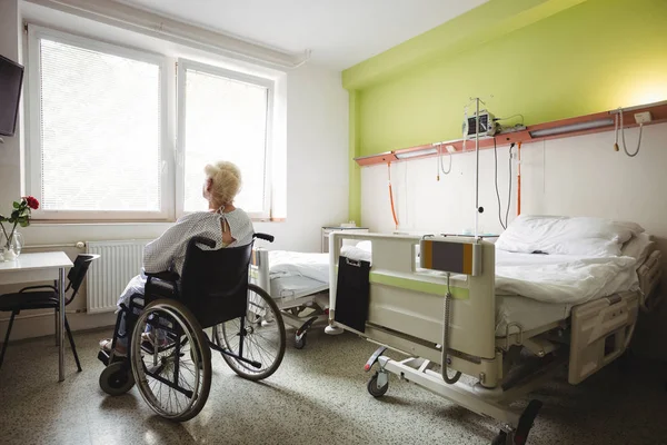 Senior Woman Sitting Wheelchair Hospital — Stock Photo, Image