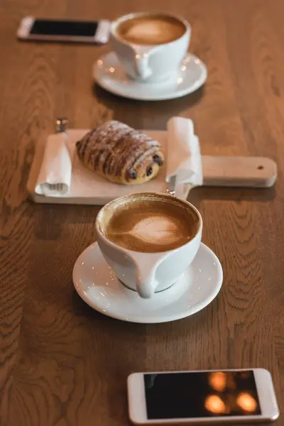 Close Coffee Sweet Food Table Cafe — Stock Photo, Image