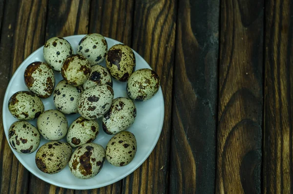 Huevos Codorniz Sobre Mesa — Foto de Stock