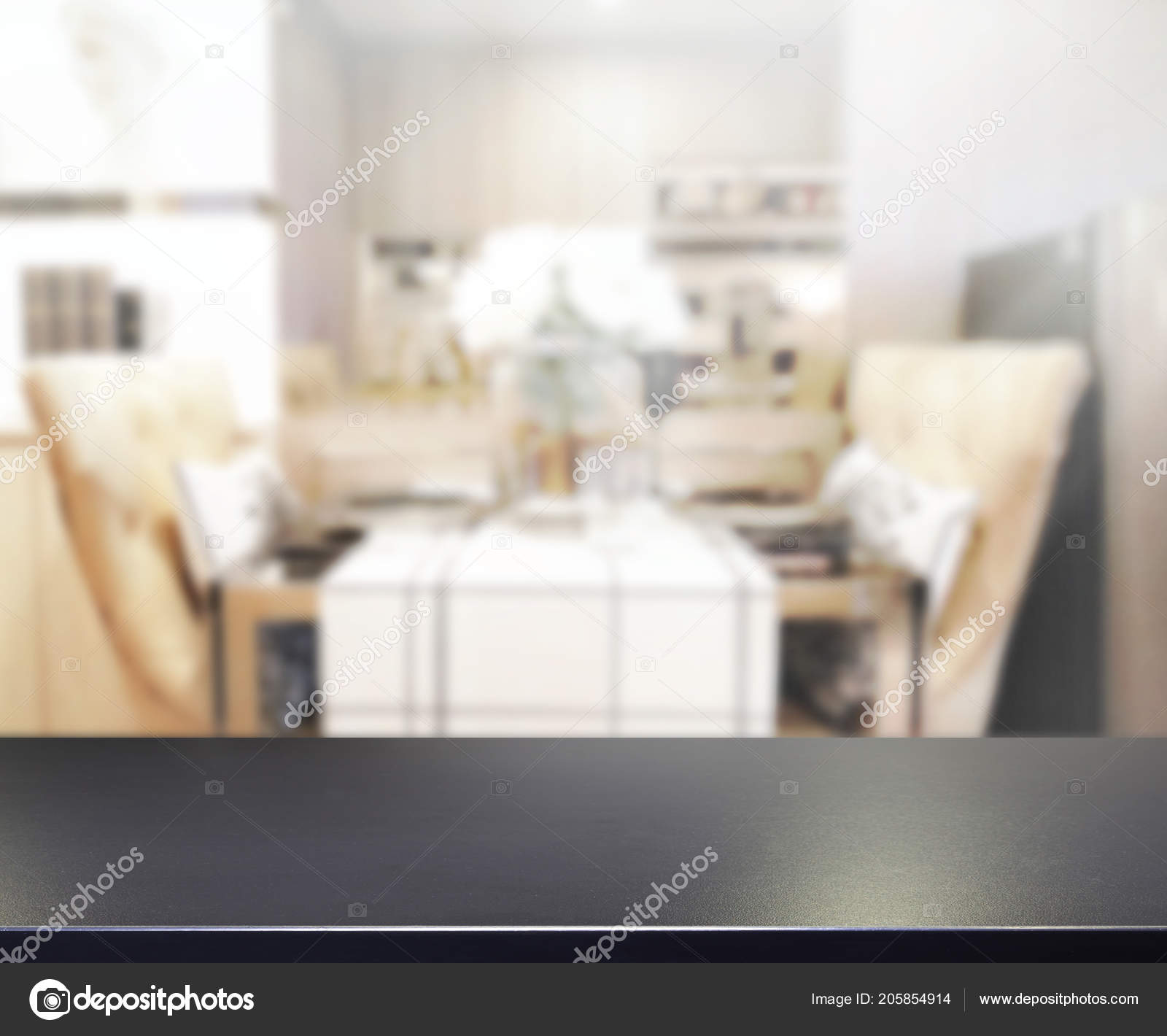 Table Top Blur Dining Room Background Stock Photo Nuttapoldpspt