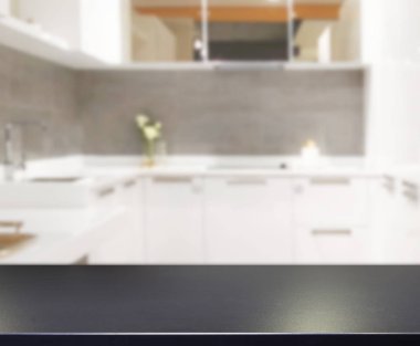 Masa üstü ve arka plan bulanıklık mutfak Oda