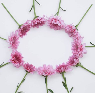 Çiçek desen üstten görünüm renk kağıt üzerinde arka planı için