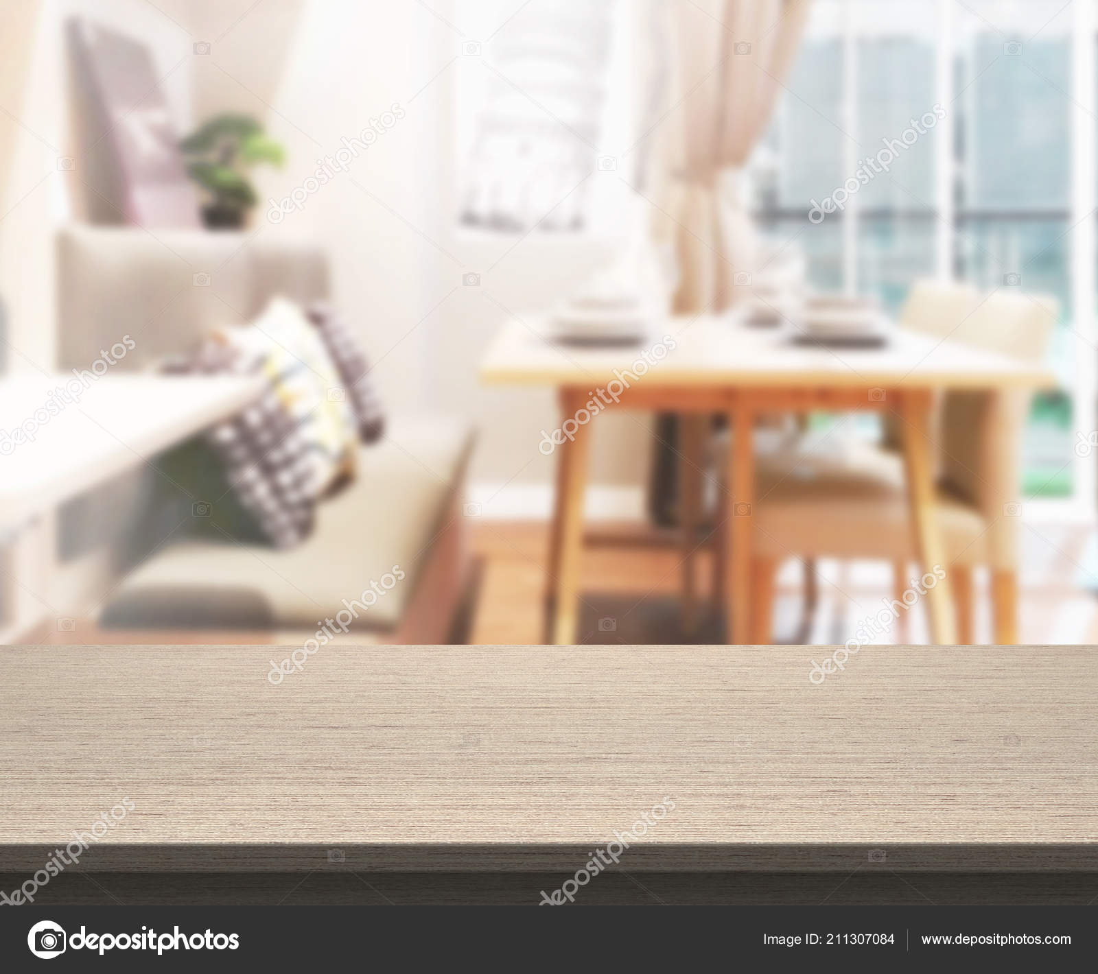 Table Top Blur Dining Room Background Stock Photo Nuttapoldpspt