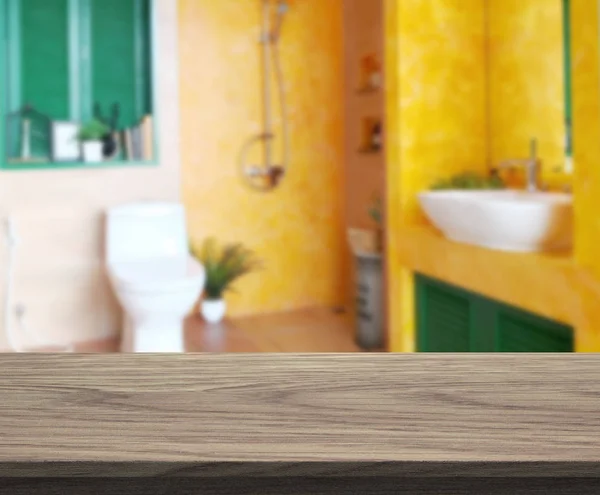 Table Top Blur Bathroom Background — Stock Photo, Image