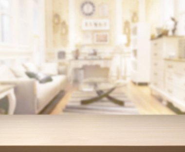 Arka planın Masa Üstü ve Bulanık Oturma Odası