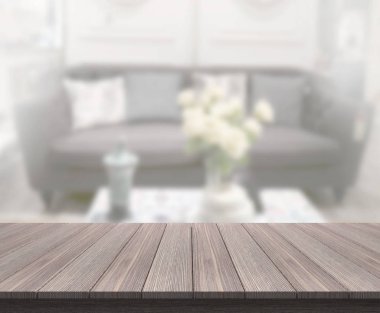 Arka planın Masa Üstü ve Bulanık Oturma Odası