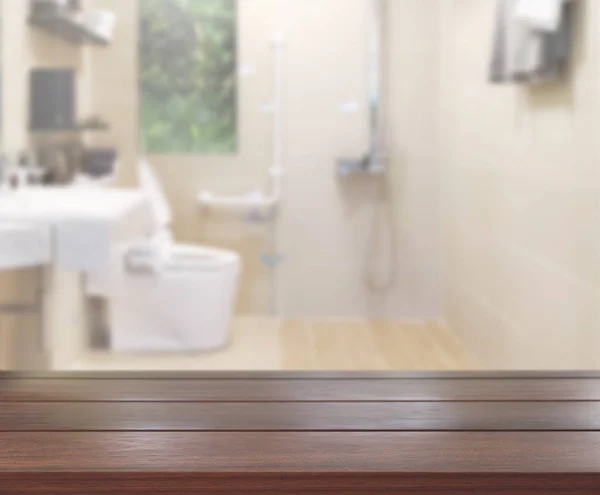 Table Top Blur Bathroom Background — Stock Photo, Image