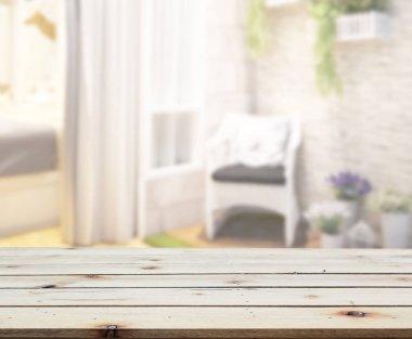 Arka planın Masa Üstü ve Bulanık Oturma Odası