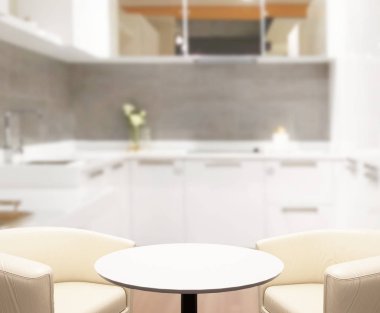 Masa üstü ve arka plan bulanıklık mutfak Oda