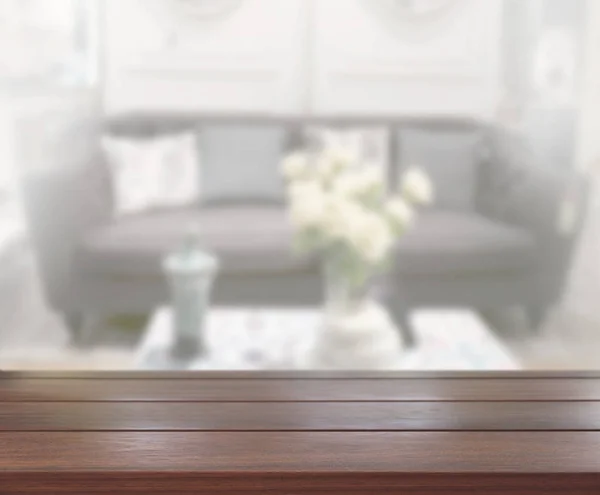 Table Top Blur Living Room Background — Stock Photo, Image