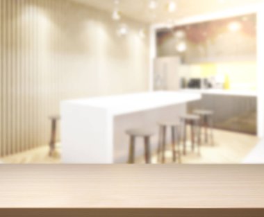 Masa üstü ve arka plan bulanıklık mutfak Oda