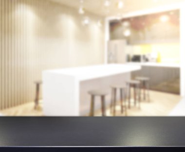 Masa üstü ve arka plan bulanıklık mutfak Oda