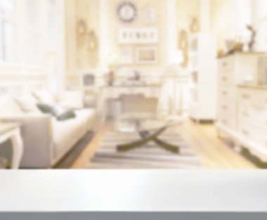 Arka planın Masa Üstü ve Bulanık Oturma Odası