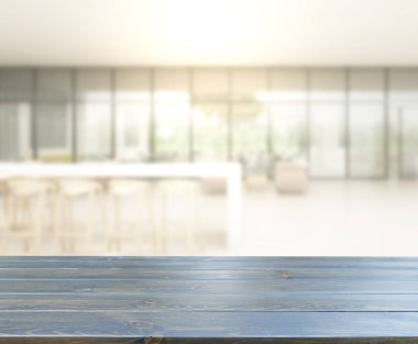 Arka plandaki masa üstü ve bulanık restoran