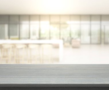 Arka plandaki masa üstü ve bulanık restoran