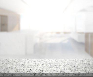 Arka plandaki masa üstü ve bulanık restoran