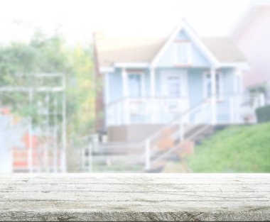Top masa ve bina, arka plan bulanıklık
