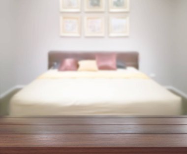 Masa üstü ve bulanıklık arka planda yatak odası