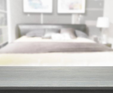 Masa üstü ve bulanıklık arka planda yatak odası