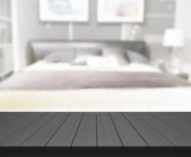 Masa üstü ve bulanıklık arka planda yatak odası