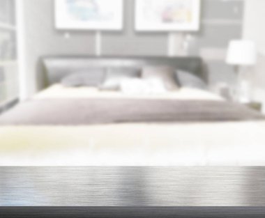 Masa üstü ve bulanıklık arka planda yatak odası
