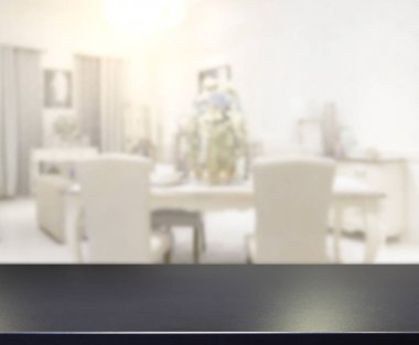 Top masa ve yemek odası arka plan bulanıklık