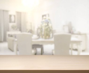 Top masa ve yemek odası arka plan bulanıklık
