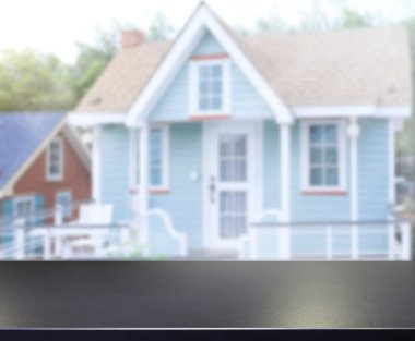 Top masa ve bina, arka plan bulanıklık