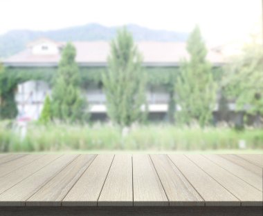 Top masa ve bina, arka plan bulanıklık