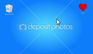Geri dönüşüm kutusu, Masaüstü, imleç, animasyon aşk simgesi silinmeden açılmıştır