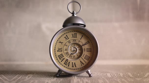 Reloj Infinito Infinito Elegante Viejo Con Efecto Droste — Vídeo de stock