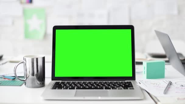 Green Screen Laptop Zoom — Stock Video