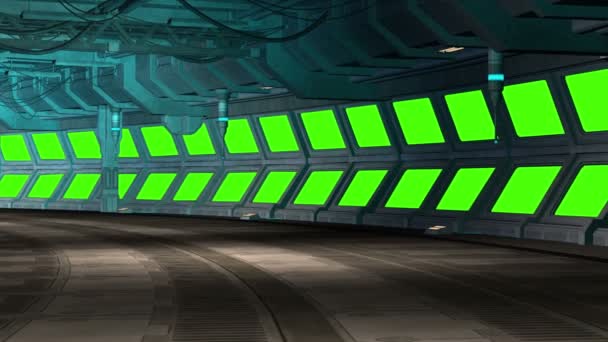 グリーンスクリーン効果背景ビデオ宇宙船室 未来的なグリーンスクリーン効果 グリーンスクリーン効果4Kアニメーション ウィンドウグリーンスクリーン効果 — ストック動画