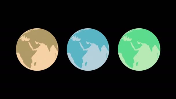 Different Colors earth planet animations with alpha channel