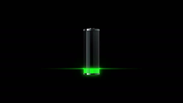 Green Battery Charging Level Animation — Stock Video