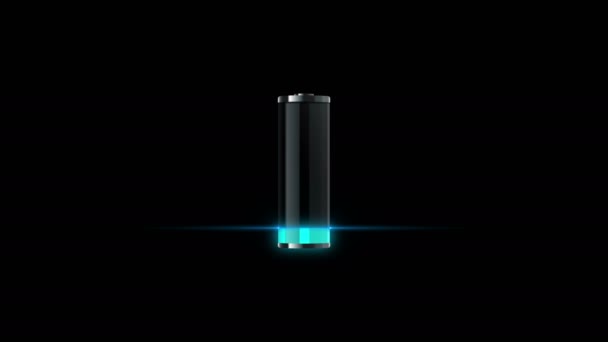 青い3Dバッテリー充電レベルのアニメーション — ストック動画