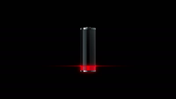 Rood Batterij Oplaadniveau Animatie — Stockvideo