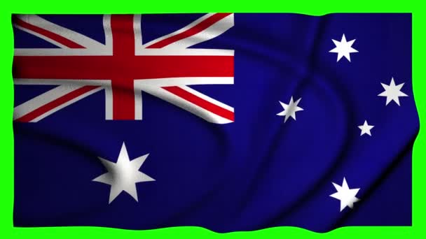 Австралия Анимационный Флаг Анимация Зеленый Экран Анимация Австралия Размахивание Флагом — стоковое видео