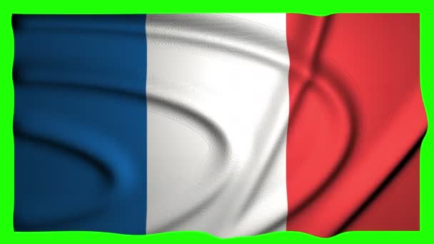 France Animation Drapeau Animation Écran Vert Animation France Drapeau Ondulant — Video