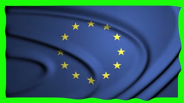 Europeu Animação Bandeira Animação Tela Verde Animação União Europeia União — Vídeo de Stock