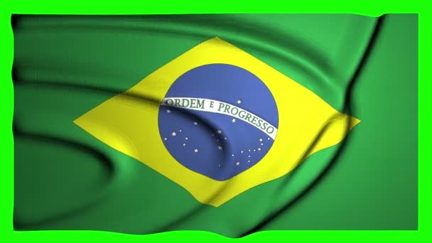 Brezilya Animasyon Bayrak Animasyon Yeşil Ekran Animasyon Brezilya Dalgalı Bayrak — Stok video
