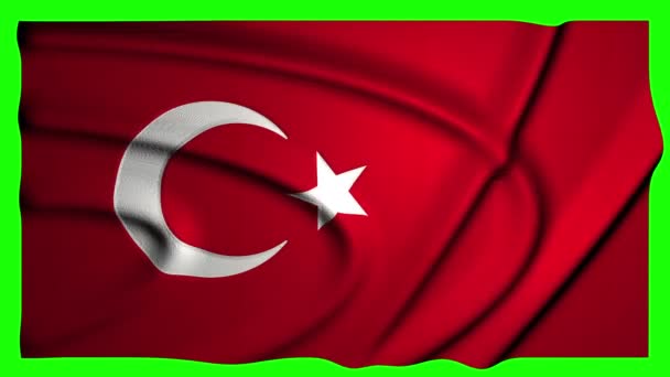 Turkije Animatie Vlag Animatie Groen Scherm Animatie Turkije Koninkrijk Vlag — Stockvideo