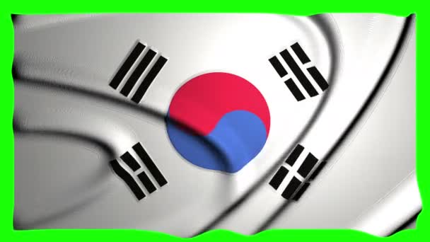 Корейский Анимационный Флаг Анимация Зеленый Экран Анимация Корейский Видео Флаг — стоковое видео
