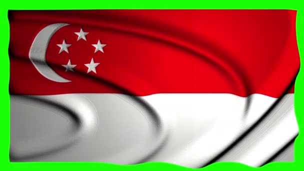 Singapore Animazione Bandiera Animazione Schermo Verde Singapore Video Bandiera Video — Video Stock