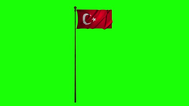 Türkei Animation Flagge Animation Grün Bildschirm Animation Türkei Königreich Flagge — Stockvideo